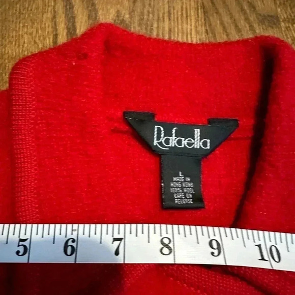 Vintage Red Wool Sweater Jacket Size Large - Picture 7 of 13